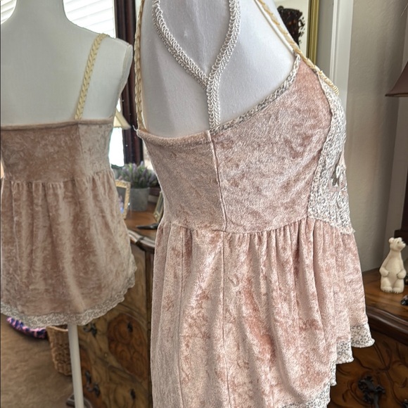 Free People Embellished Peplum Camisole in Cream and Pink - Picture 3 of 12